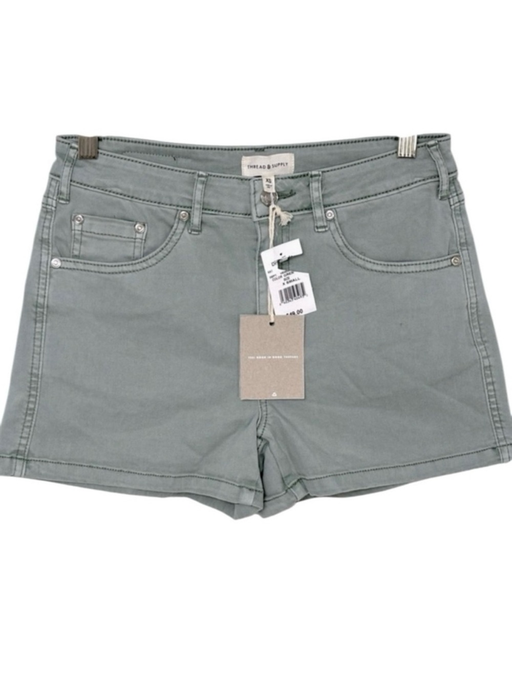 Thread & Supply Sage Green High Rise Tencel Cotton Stretch Twill Shorts Women